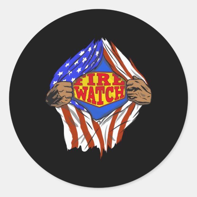 Sticker Rond Super Fire Watch Hero Job (Devant)