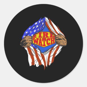 Sticker Rond Super Fire Watch Hero Job