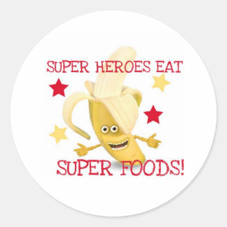 Sticker Rond Super Heroes EAT Super Foods