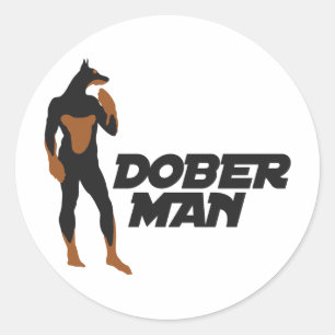 Sticker Rond Super héros 2 de dobermann