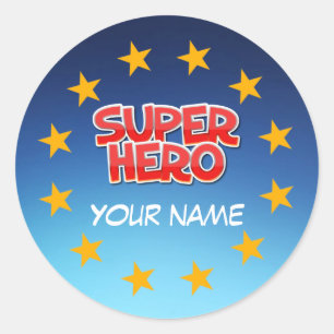 Sticker Rond Super héros personnalisable