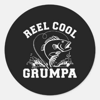 Sticker Rond Super Papa Pêcheur Grincheux