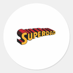 Sticker Rond Super Papa Superdad Funny Superhero Papa