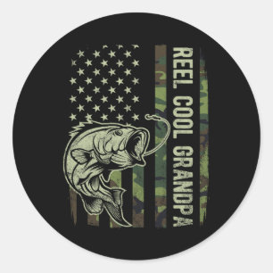 Sticker Rond Super Papi Grand-père Camouflage Drapeau Américain
