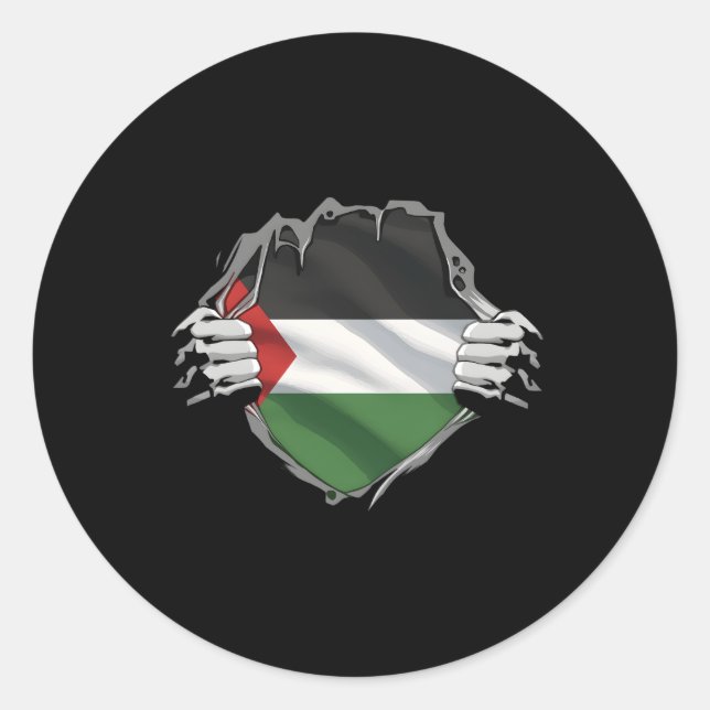 Sticker Rond Super Patrimoine Palestinien Fier Les Racines De P (Devant)
