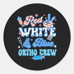 Sticker Rond Super Rouge Blanc Bleu Ortho Équipage Ortho Infirm