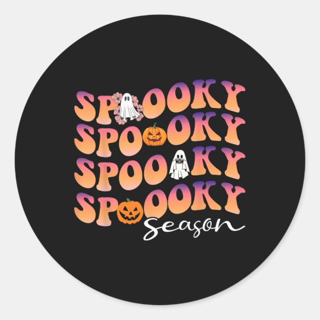 Sticker Rond Super saison Éffrayante mignonne Citrouille Hallow (Devant)