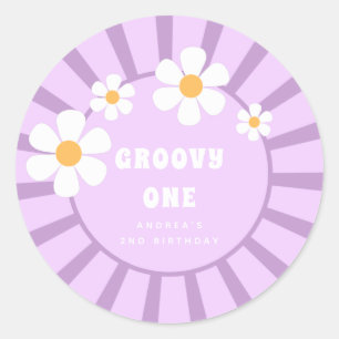 Sticker Rond Super un rétro Sunshine Girl deuxième anniversaire