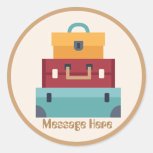 Sticker Rond Super valise voyage aventure ajouter message autoc