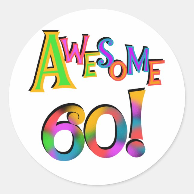 Sticker Rond Superbe 60 T-shirts et cadeaux d'anniversaire (Devant)