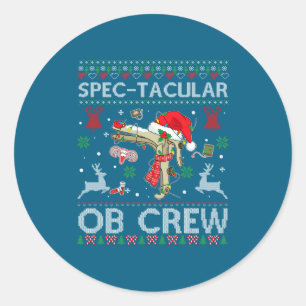 Sticker Rond Superbe Chemise de Noël Ugly Speculum Équipage Ob