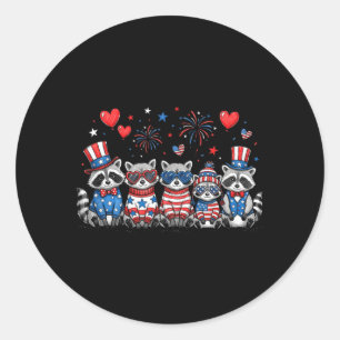 Sticker Rond Superbe Équipe de Raton Laveur Patriotique Drapeau