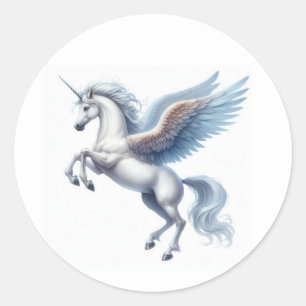 Sticker Rond Superbe feuille d'autocollant blanc pour le Pegase