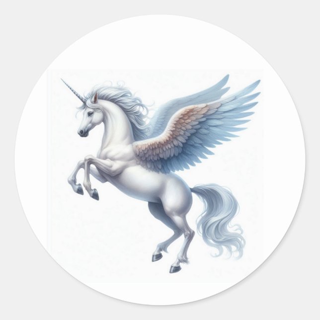 Sticker Rond Superbe feuille d'autocollant blanc pour le Pegase (Devant)