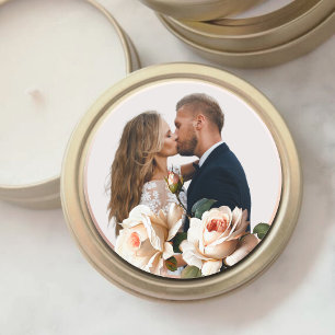 Sticker Rond Superbe Mariage de Rose d'huile beige