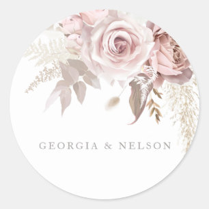 Sticker Rond Superbe Mariage floral Blush
