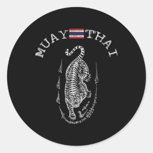 Sticker Rond Superbe Tigre de Kickboxing Muay Thai - Hommes Fem