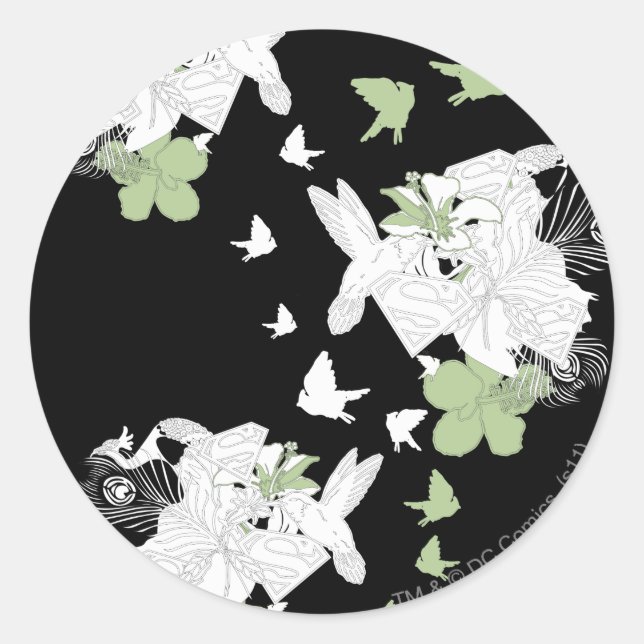 Sticker Rond Supergirl Birds and Feathers (Devant)