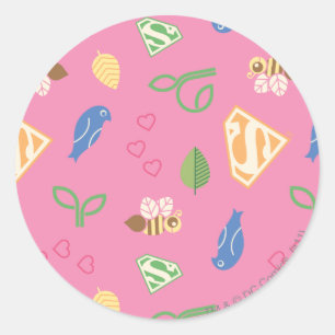 Sticker Rond Supergirl Birds & Bees Pink