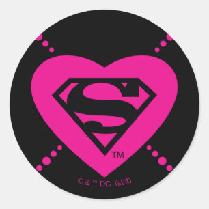 Sticker Rond Supergirl Hearts Diagonal Pattern