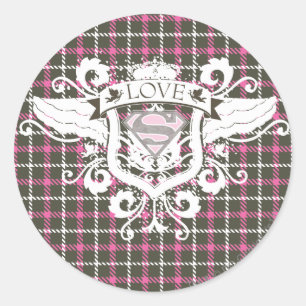 Sticker Rond Supergirl Love Crest