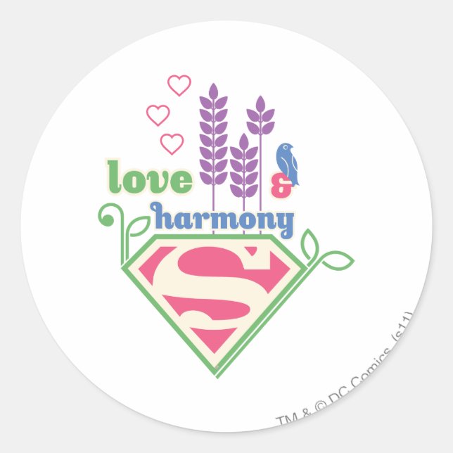 Sticker Rond Supergirl Love & Harmony (Devant)