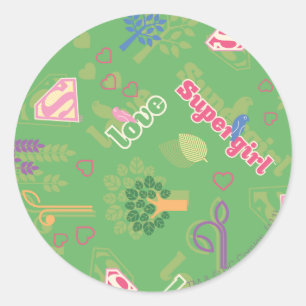 Sticker Rond Supergirl Love Motif