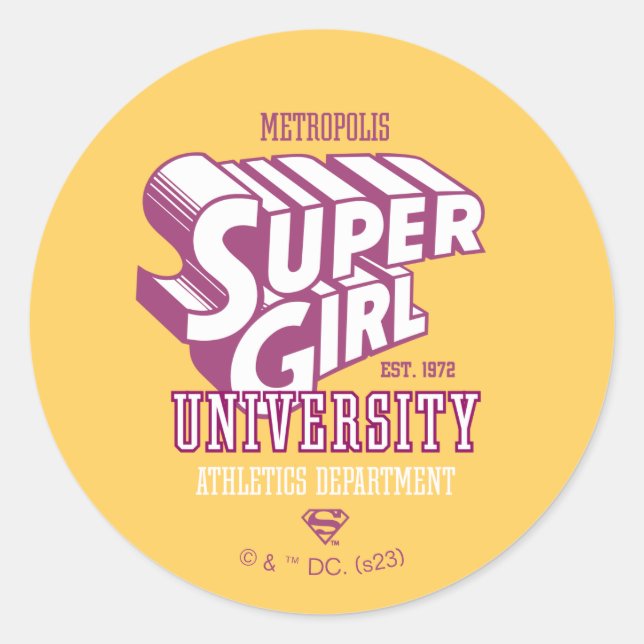 Sticker Rond Supergirl Metropolis University Athletics Départem (Devant)