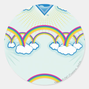 Sticker Rond Supergirl Motif arc-en-ciel
