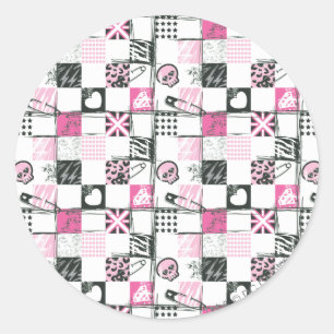 Sticker Rond Supergirl Motif de crânes et de poupées
