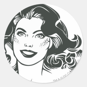 Sticker Rond Supergirl noir et blanc dessin 2