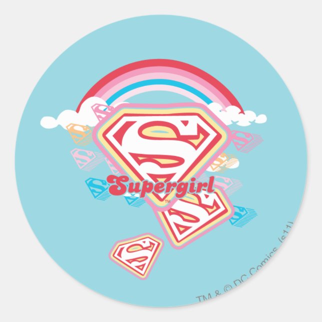 Sticker Rond Supergirl Rainbow (Devant)