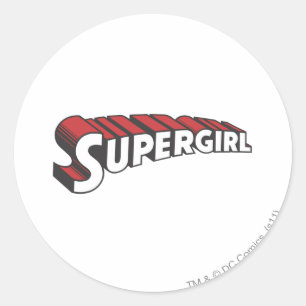 Sticker Rond Supergirl Red and White Logo