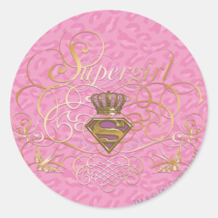Sticker Rond Supergirl rose