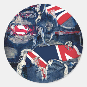 Sticker Rond Supergirl rouge, blanc et bleu