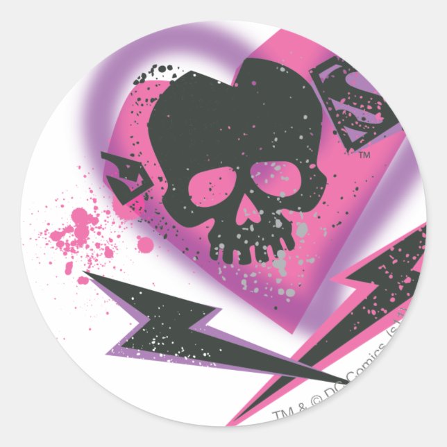 Sticker Rond Supergirl Skuls et Lightning (Devant)