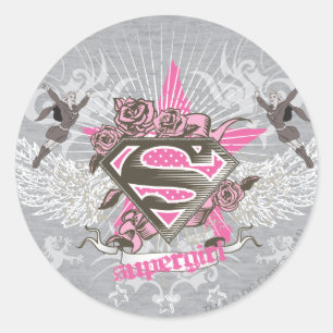 Sticker Rond Supergirl Star et Rose