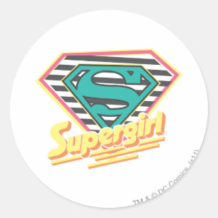 Sticker Rond Supergirl Striped Logo