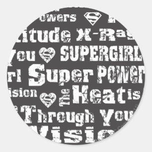 Sticker Rond Supergirl texte désorganisé
