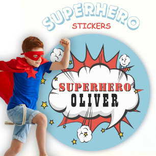 Sticker Rond Superhero Comédie Discours Cloud Enfants