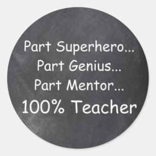 Sticker Rond Superhero Genius Mentor Enseignant Idée cadeau