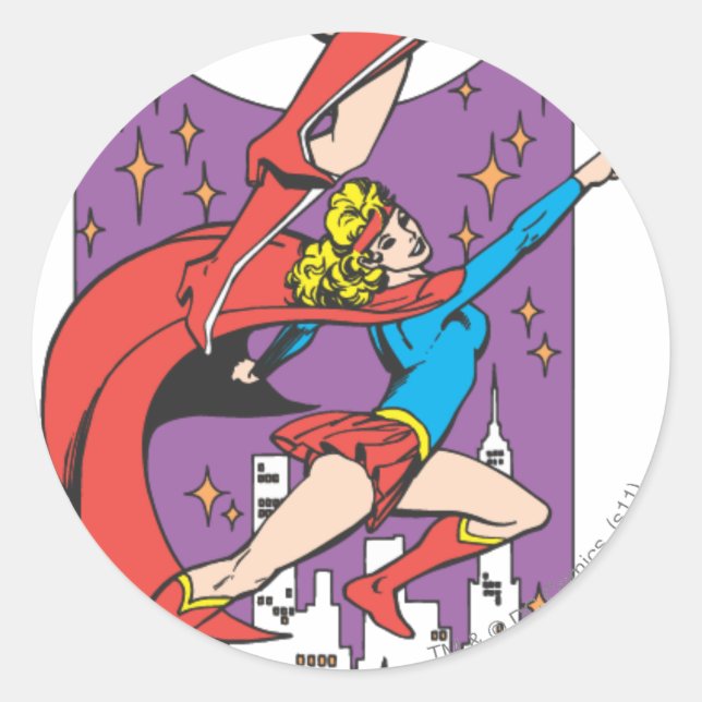 Sticker Rond Superhéroïnes en action (Devant)