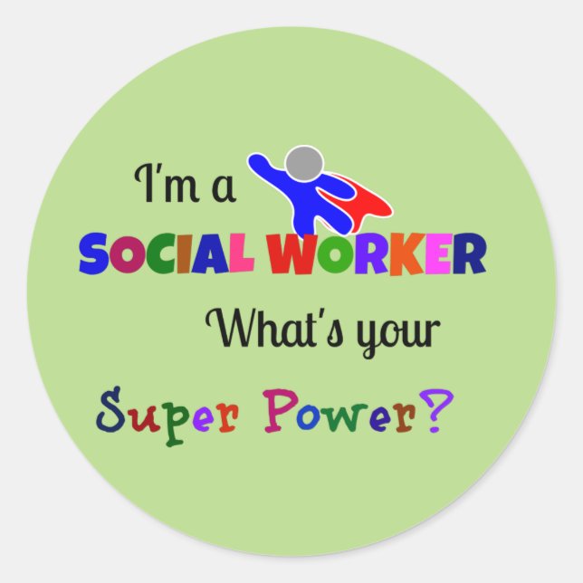 Sticker Rond Superhéros du travailleur social (Devant)