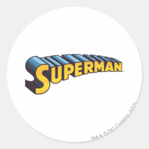 Sticker Rond Superman   Classic Name Logo