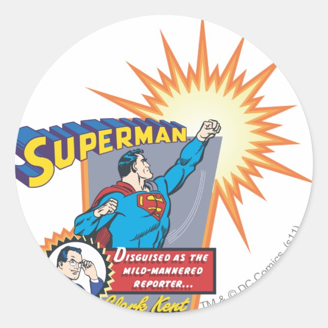 Sticker Rond Superman et Clark Kent (Devant)
