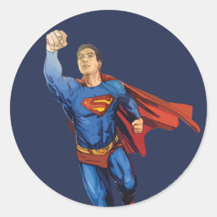 Sticker Rond Superman Flying Left