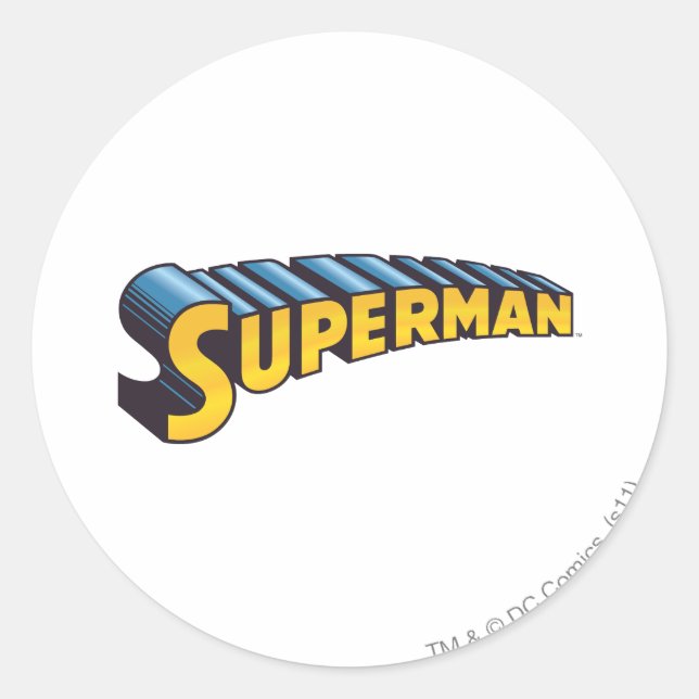 Sticker Rond Superman | Logo de nom classique (Devant)