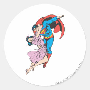Sticker Rond Superman & Lois en rose
