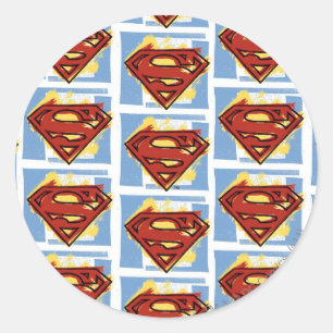 Sticker Rond Superman Motif rouge et bleu