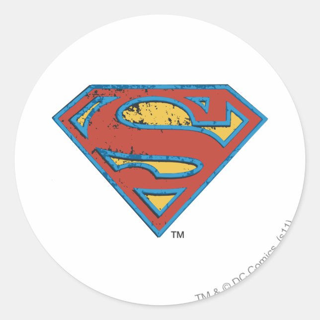Sticker Rond Superman S-Shield | Bleu Plan - Logo (Devant)